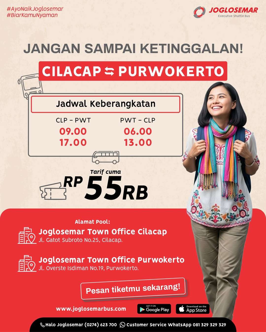 shuttle cilacap purwokerto schedule